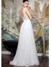 Ivory Beaded Chiffon Slit Sexy Wedding Dress Ivory Beaded Chiffon Slit Sexy Wedding Dress